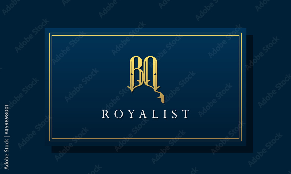 Royal vintage intial letter BQ logo.