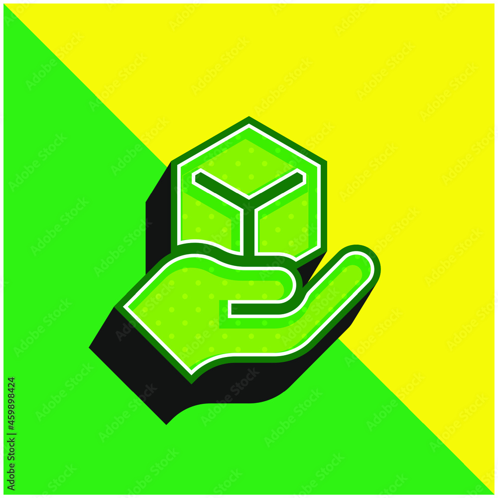 Box Green and yellow modern 3d vector icon logo Box Green and yellow modern 3d vector icon logo