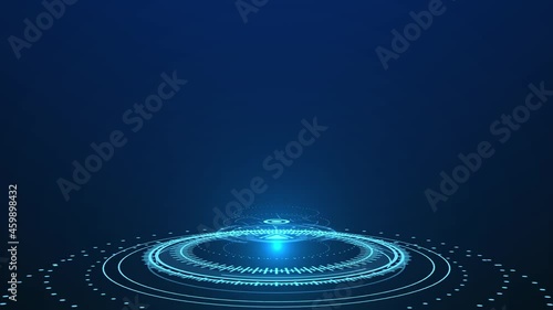 4K Circle HUD head up display interface moving arrow for data networking Loop Animation. technology cyber and futuristic concept on the dark background. 3D Future Information Digital Space Background. photo