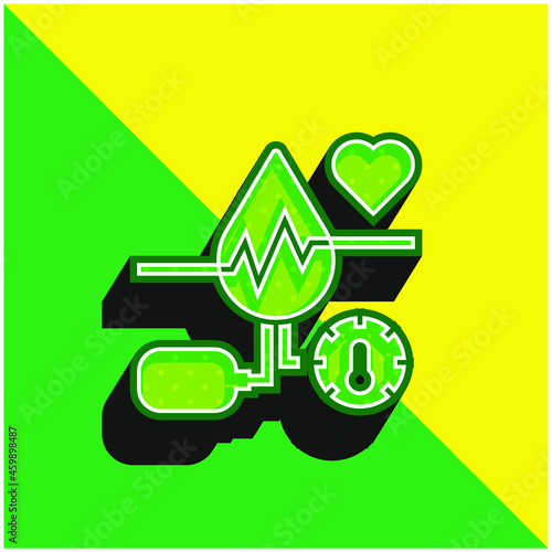Blood Green and yellow modern 3d vector icon logo