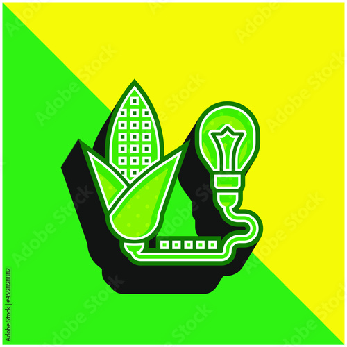 Biomass Green and yellow modern 3d vector icon logo