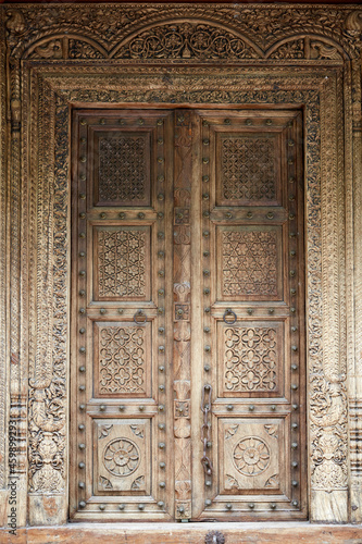 Closeup of old wooden gate