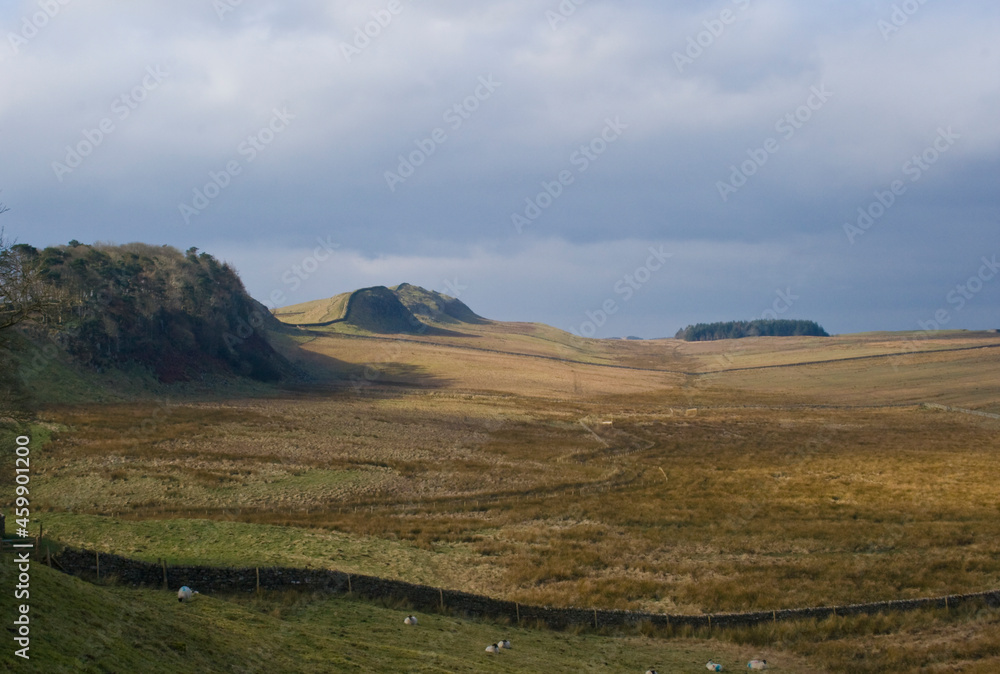 Hadrian's Wall trail in Northumberland, UK