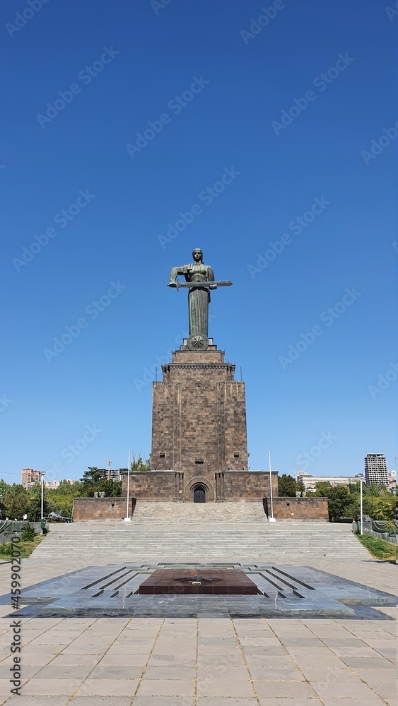 Mother Armenia symbol of Yerevan statue of a woman with sword public sight in Yerevan Armenia