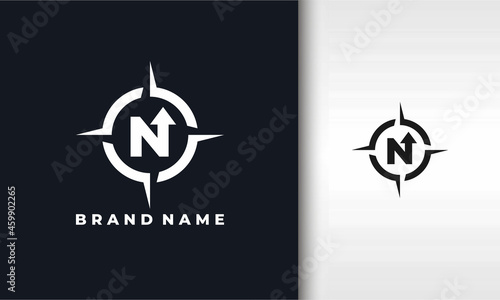 letter N north compass logo photo