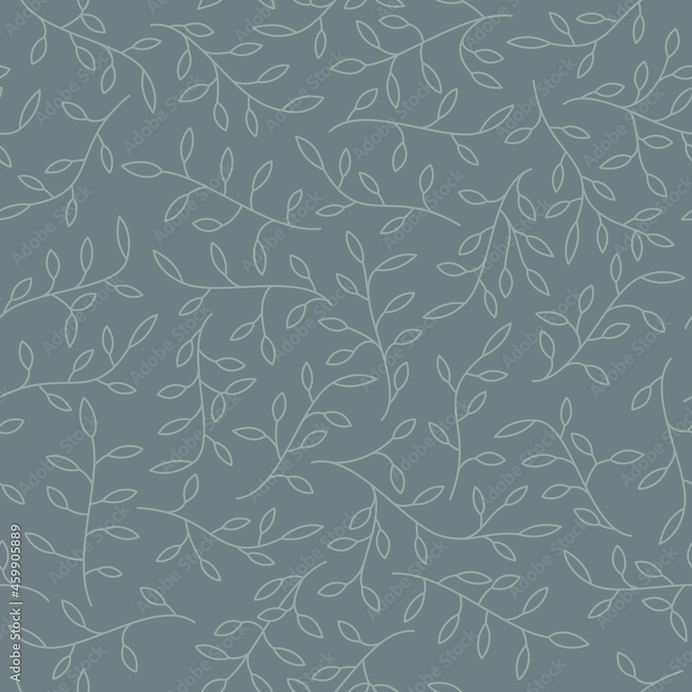 Fototapeta premium Vector seamless line texture of natural twigs with leaves.