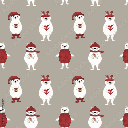 Color seamless pattern of bears