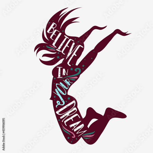 Typography design with silhouette of woman.