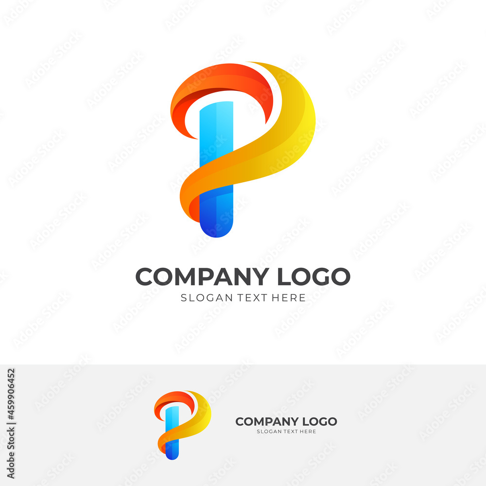 letter P logo design vector, 3d simple style letter P logo design vector, 3d simple style