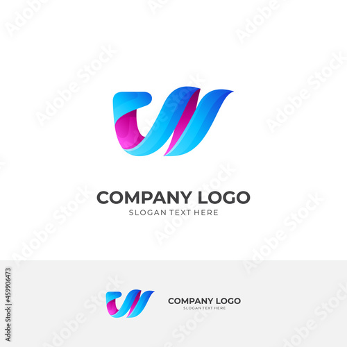 letter W logo design concept vector with 3d modern colorful style