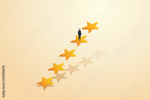 Businessman steps towards success.