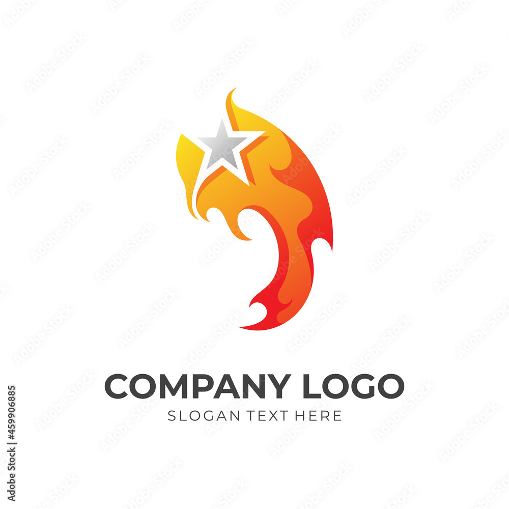 fire and star logo concept vector with 3d color style fire and star logo concept vector with 3d color style