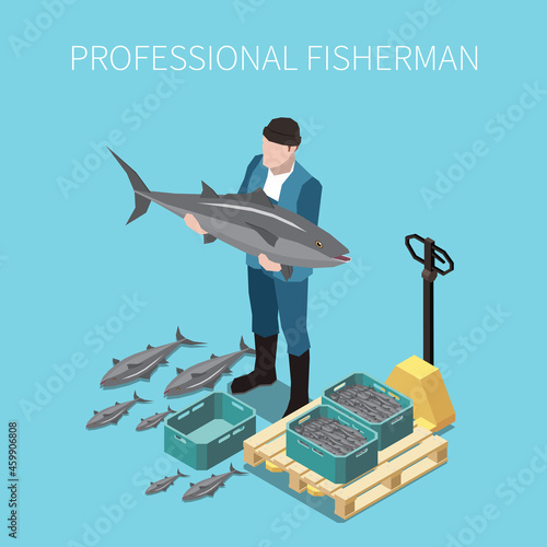 Industrial Fishing Isometric Image