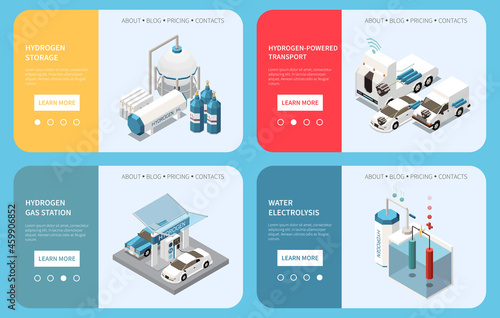 Hydrogen Energy Isometric Web Banners