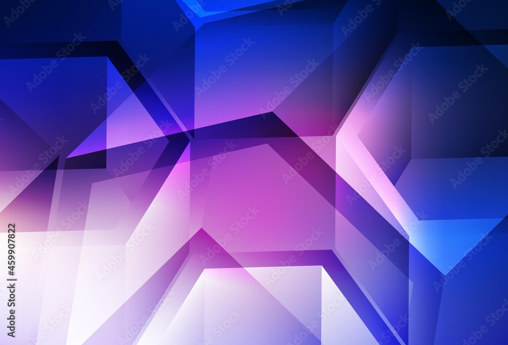 Fototapeta premium Dark Pink, Blue vector texture with poly style with cubes.