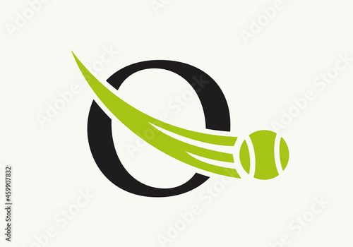 Tennis Logo Design Template On Letter O. Tennis Sport Academy, Club Logo With O Letter