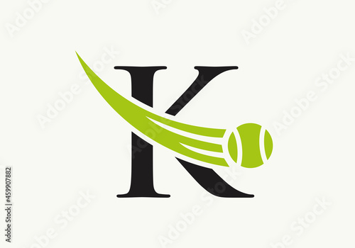 Tennis Logo Design Template On Letter K. Tennis Sport Academy, Club Logo With K Letter