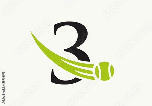Tennis Logo Design Template On Letter 3. Tennis Sport Academy, Club Logo With 3 Letter