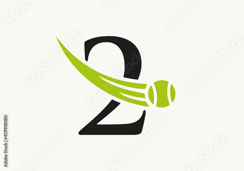 Tennis Logo Design Template On Letter 2. Tennis Sport Academy, Club Logo With 2 Letter