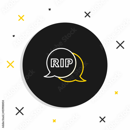 Line Speech bubble rip death icon isolated on white background. Colorful outline concept. Vector