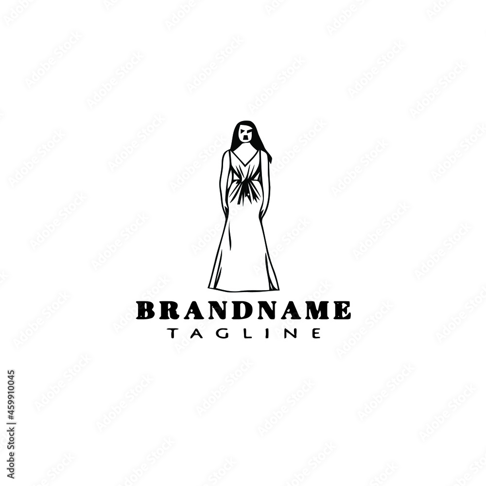 bridesmaid logo cartoon icon design template black isolated vector flat