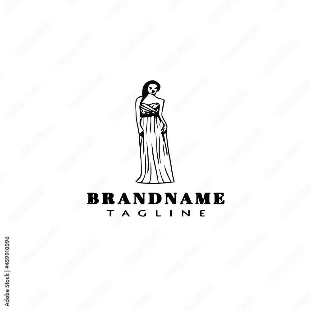 bridesmaid logo cartoon icon template black isolated vector illustration
