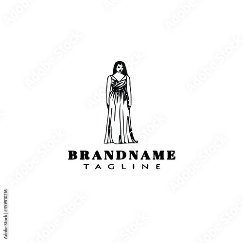 bridesmaid logo cartoon icon design template black isolated illustration