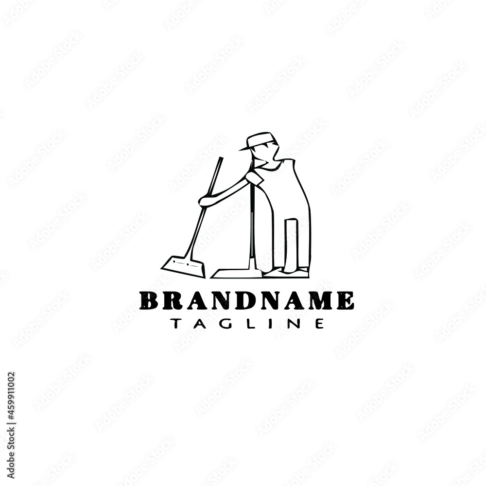 cleaning services cartoon logo icon design template black isolated illustration cleaning services cartoon logo icon design template black isolated illustration