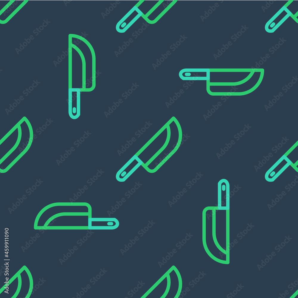 Line Knife icon isolated seamless pattern on blue background. Cutlery symbol. Happy Halloween party. Vector Line Knife icon isolated seamless pattern on blue background. Cutlery symbol. Happy Halloween party. Vector