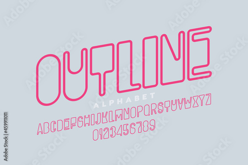 Outline style font design, alphabet letters and numbers vector illustration