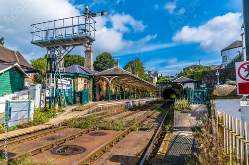A view along the train station in the town of Knaresborough in Yorkshire, UK in summertime