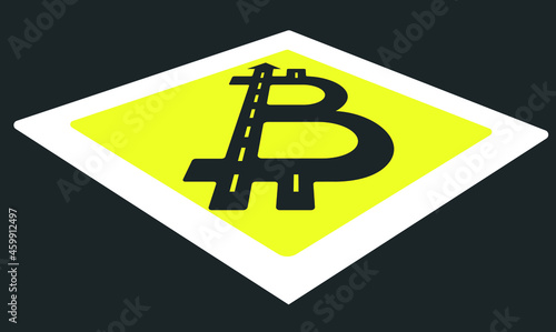 Bitcoin-Symbol auf einer Vorrangtafel