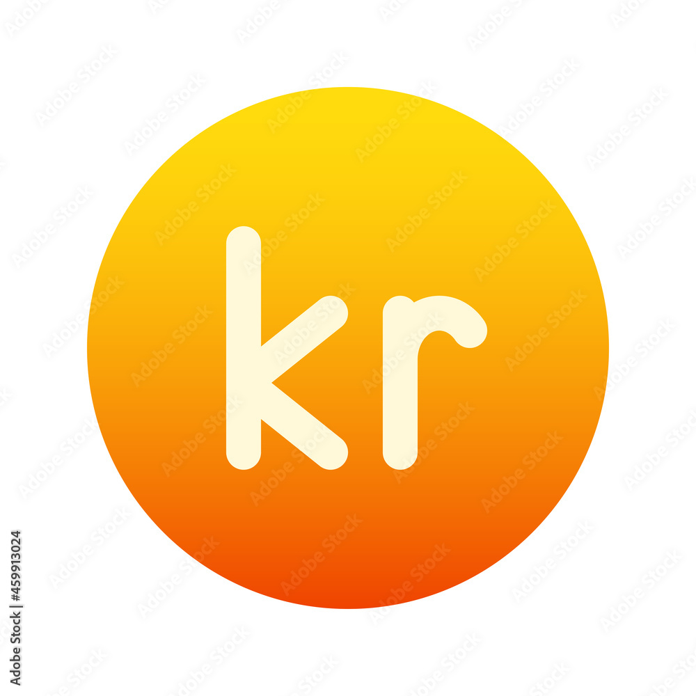 Illustration vector graphic icon of Denmark, Iceland Krone currency. Gradient Style Icon. Vector illustration isolated on white background. Perfect for website or application design. Illustration vector graphic icon of Denmark, Iceland Krone currency. Gradient Style Icon. Vector illustration isolated on white background. Perfect for website or application design.