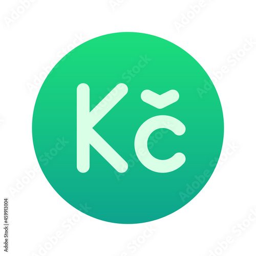 Illustration vector graphic icon of Czech Republic Koruna currency. Gradient Style Icon. Vector illustration isolated on white background. Perfect for website or application design.