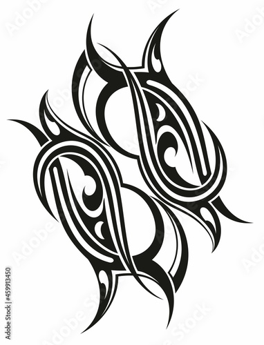 Tattoo tribal abstract element, black arm shoulder tattoo fantasy pattern vector, sketch art design