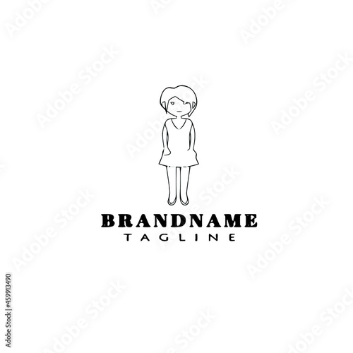 girl logo cartoon icon design template black isolated cute illustration © darul