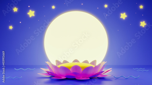 3D Render Loy Krathong Festival podium stage display background.