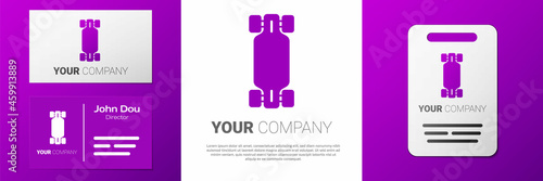 Logotype Longboard or skateboard cruiser icon isolated on white background. Extreme sport. Sport equipment. Logo design template element. Vector