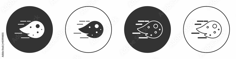 Black Fireball icon isolated on white background. Circle button. Vector Black Fireball icon isolated on white background. Circle button. Vector