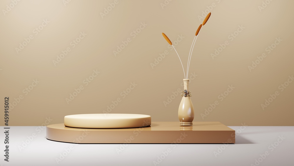 3D rendering of blank product background for displaying fashion and cream cosmetics decorations. Modern podium background for luxury product. 3D rendering of blank product background for displaying fashion and cream cosmetics decorations. Modern podium background for luxury product.