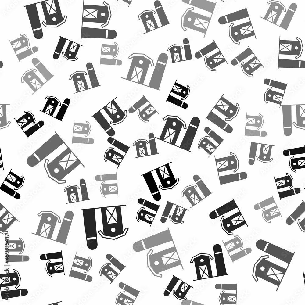 Black Farm house icon isolated seamless pattern on white background. Vector Black Farm house icon isolated seamless pattern on white background. Vector