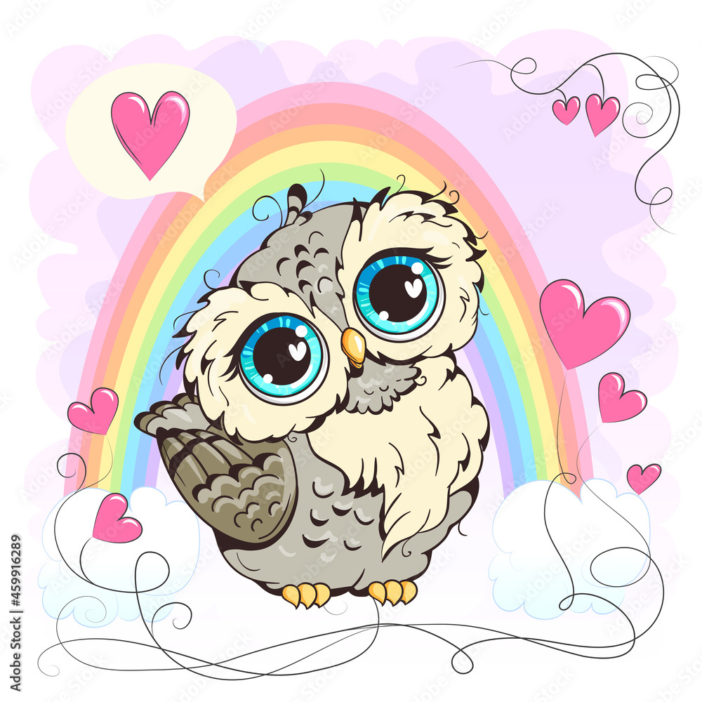 Little owl. Clipart for nursery poster, t-shirt print, kids apparel, greeting card, label, or sticker. Vector illustration. Little owl. Clipart for nursery poster, t-shirt print, kids apparel, greeting card, label, or sticker. Vector illustration.