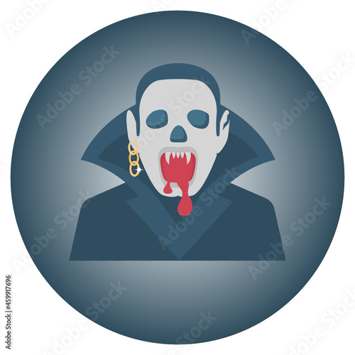 terrible vampire face with bloody wound near mouth stock illustration, Bloody Head Monster Face Vector Icon Design, Halloween costumes Symbol, Scary Mask Dracula Concept,