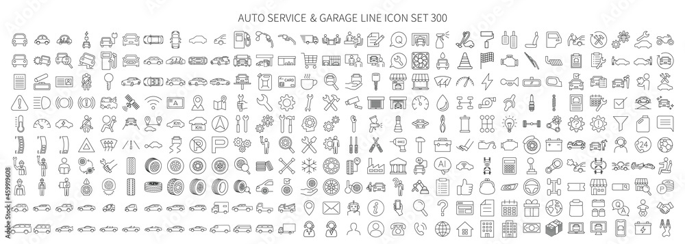 Icon set 300 related to auto service and garage