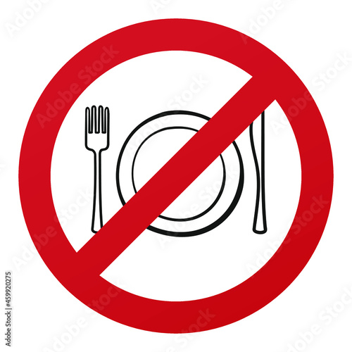 No Cutlery Symbol Isolated on White Background.Food Vector Illustration Prohibition Stop Sign.