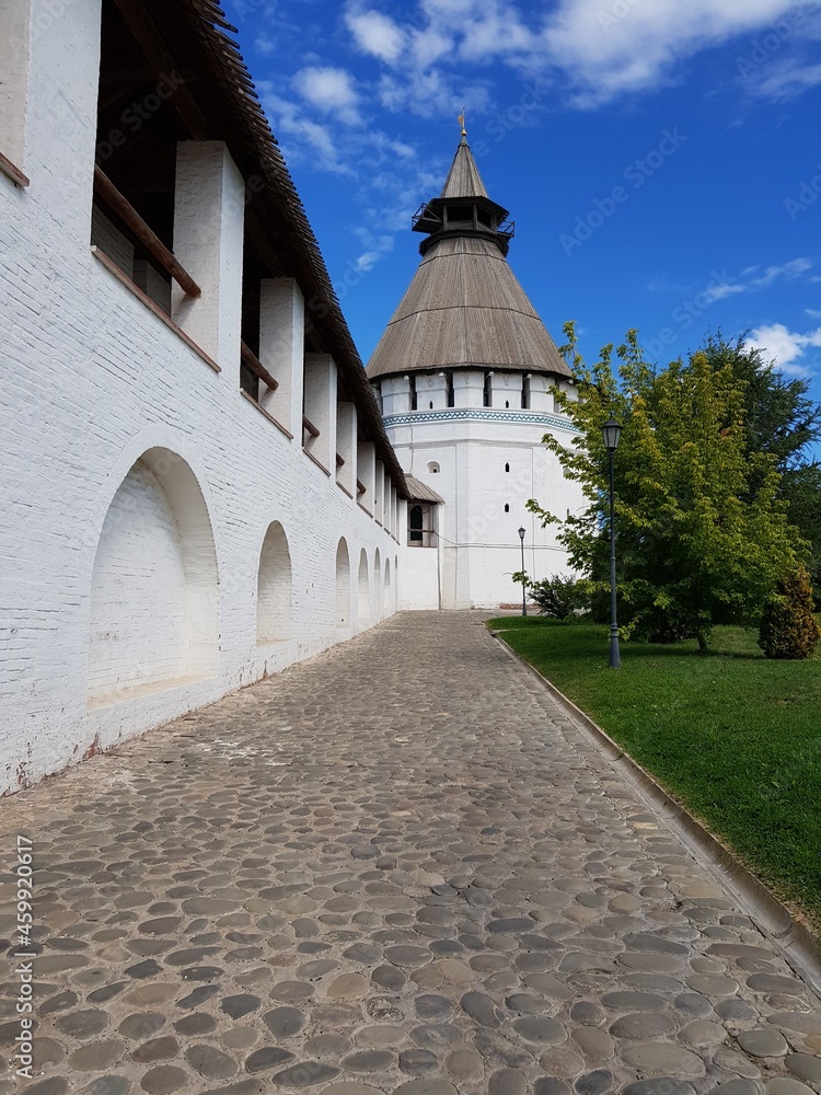 White walls and towers of the Astrakhan Kremlin