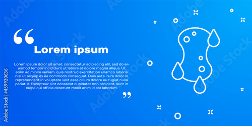 White line Sponge icon isolated on blue background. Wisp of bast for washing dishes. Cleaning service logo. Vector