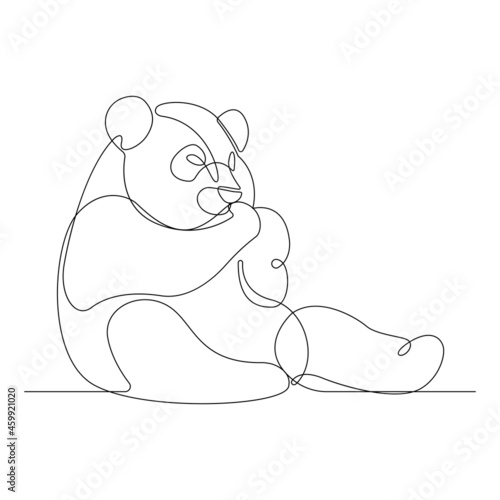 Continuous one line drawing of panda bear.