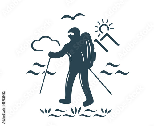 Vector illustration, logo, tourism and recreation icon.