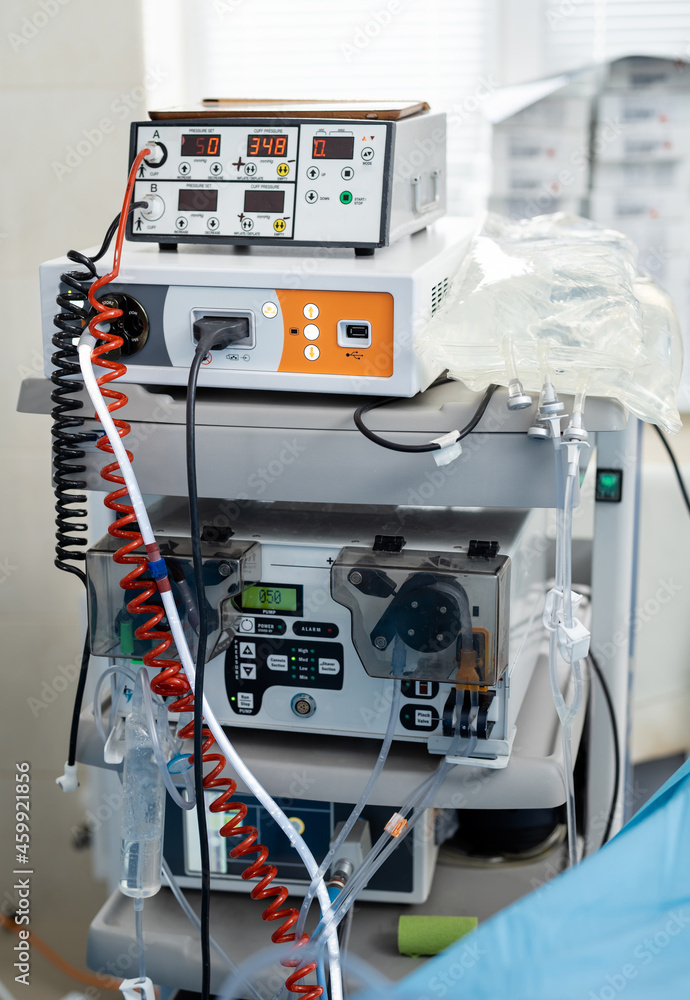 Modern hospital healthcare emergency computer. New medical technology equipment. Modern hospital healthcare emergency computer. New medical technology equipment.
